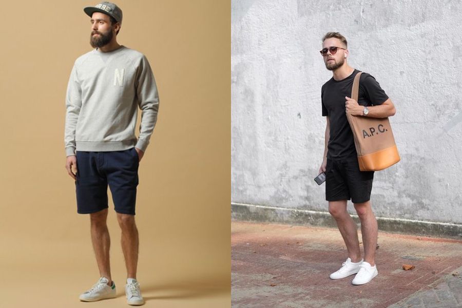 Cách phối đồ với giày Stan Smith nam và quần short thoải mái