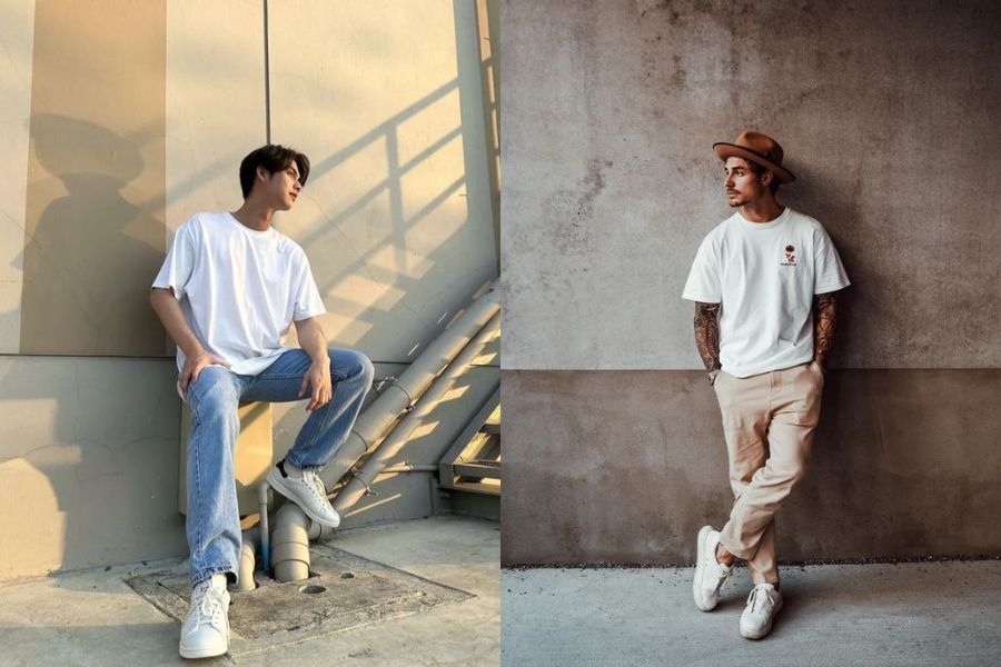 Phối đồ với giày Stan Smith nam và áo phông năng động