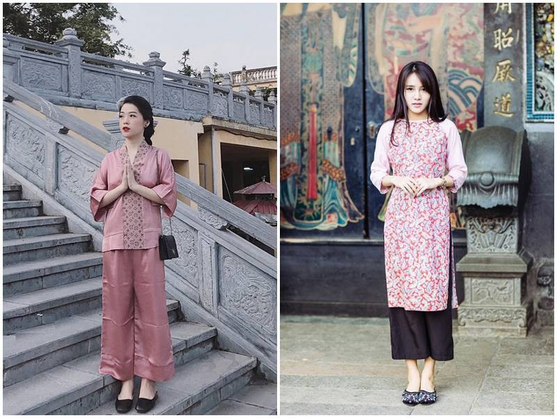 Áo dài trắng tinh khôi và giày bệt đơn giản, lựa chọn áo dài mang giày gì khi đi chùa