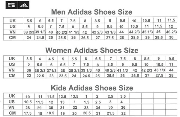Bảng size giày nữ Adidas chi tiết và cách quy đổi