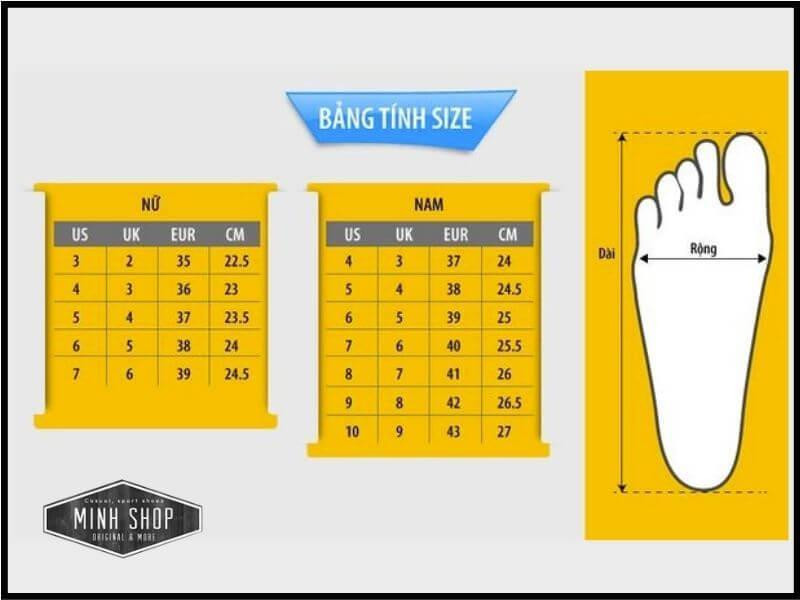 Bảng size giày nữ phù hợp với mọi loại giày
