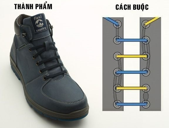 cách buộc dây giày sneaker 5 lỗ ngang
