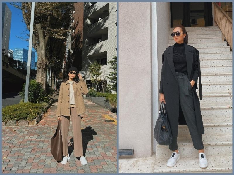 Chọn áo blazer dáng dài thanh lịch phối cùng giày thể thao nữ và quần jean