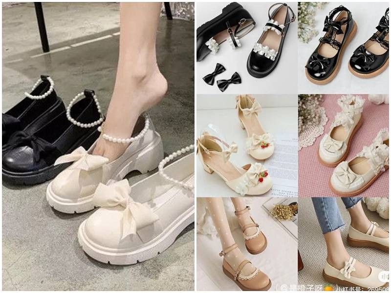 Cô gái trẻ trung với áo dài màu hồng pastel và giày búp bê đen, phong cách áo dài mang giày gì nhẹ nhàng