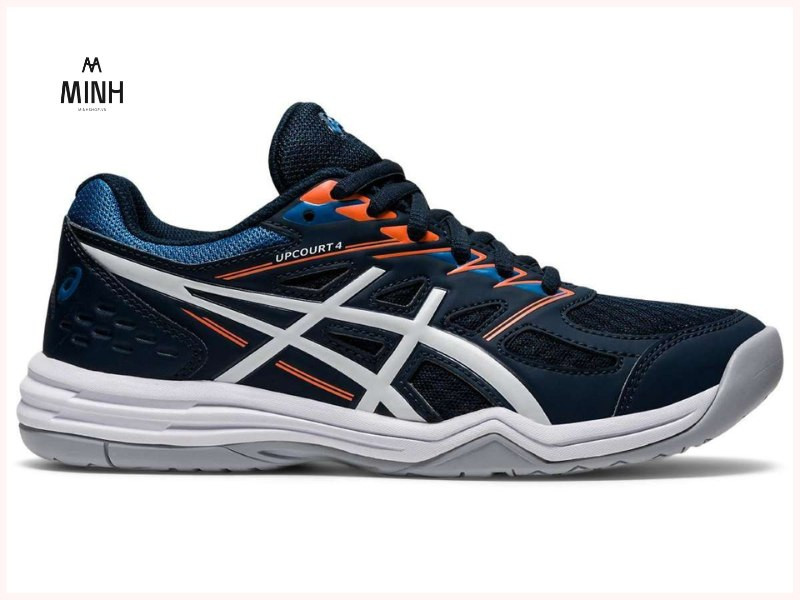 Giày bóng chuyền nữ ASICS Upcourt 4 màu xanh trắng, thiết kế nhẹ nhàng