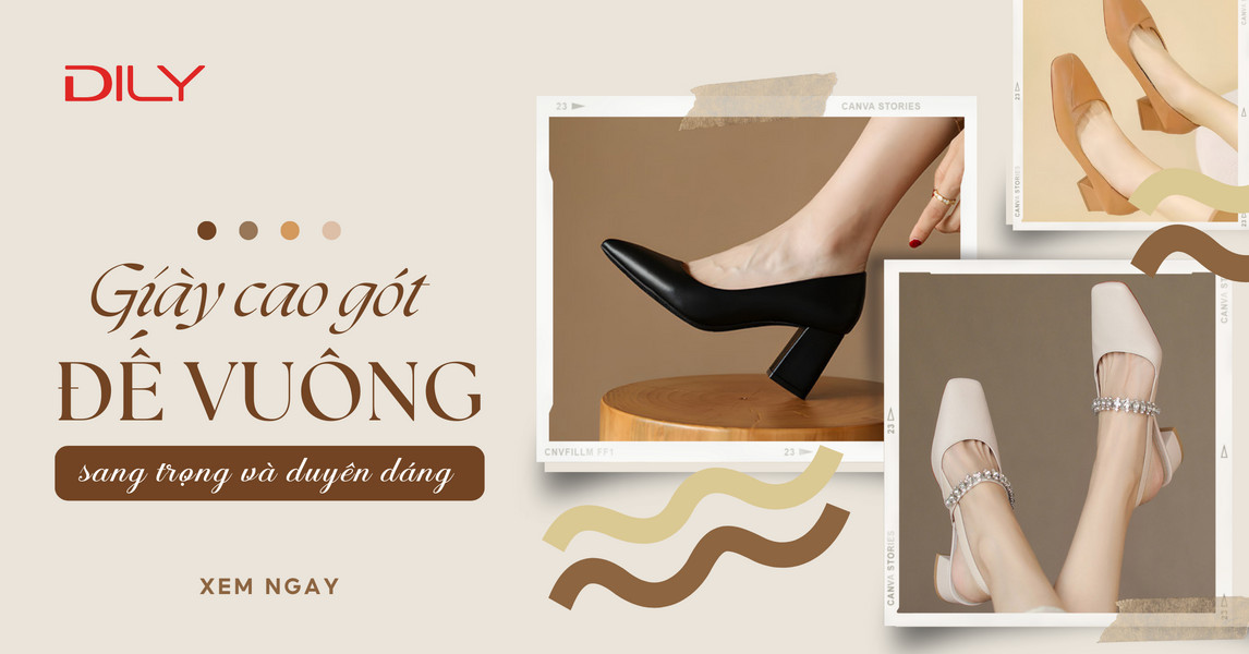 Giày cao gót đế vuông thanh lịch