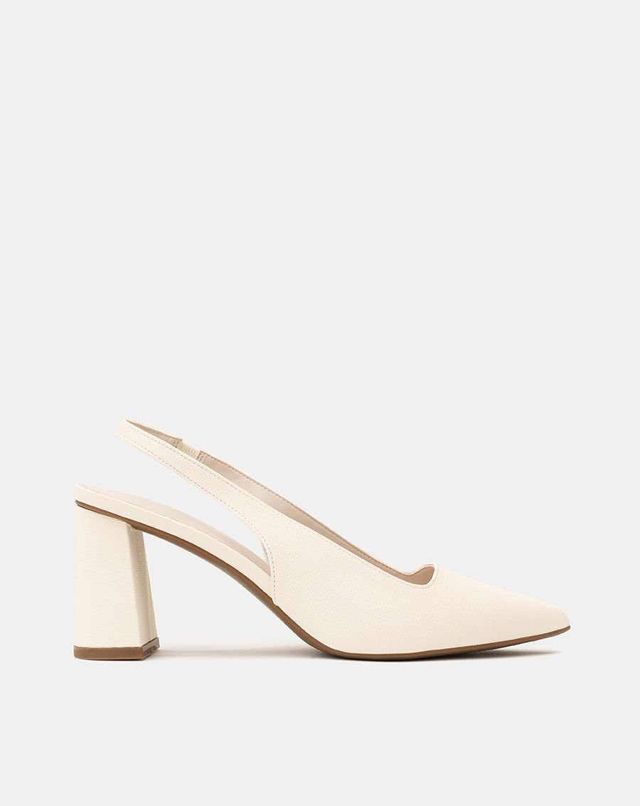 giày cao gót slingback gót trụ màu kem thanh lịch, mẫu giày nữ đẹp