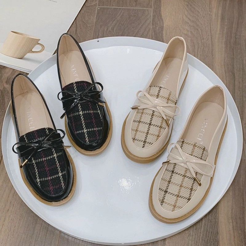Giày lười nữ Gucci phong cách Hàn Quốc, điểm xuyết nơ nhỏ xinh xắn