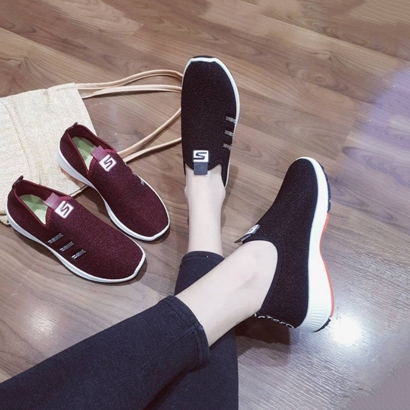 Giày lười thể thao nữ chữ S phong cách