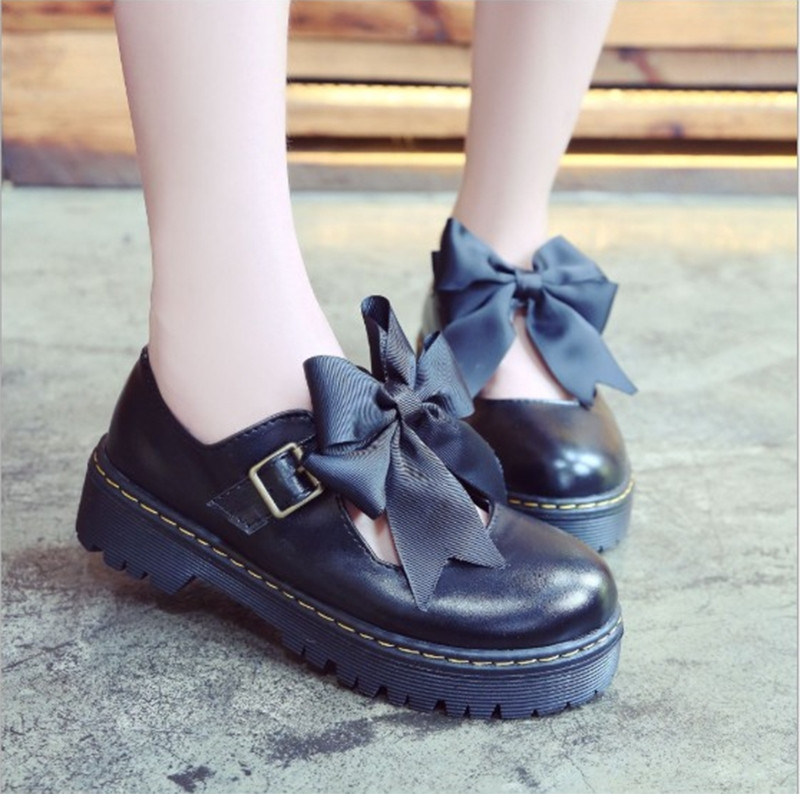 Giày phong cách Lolita phối nơ đen thanh lịch