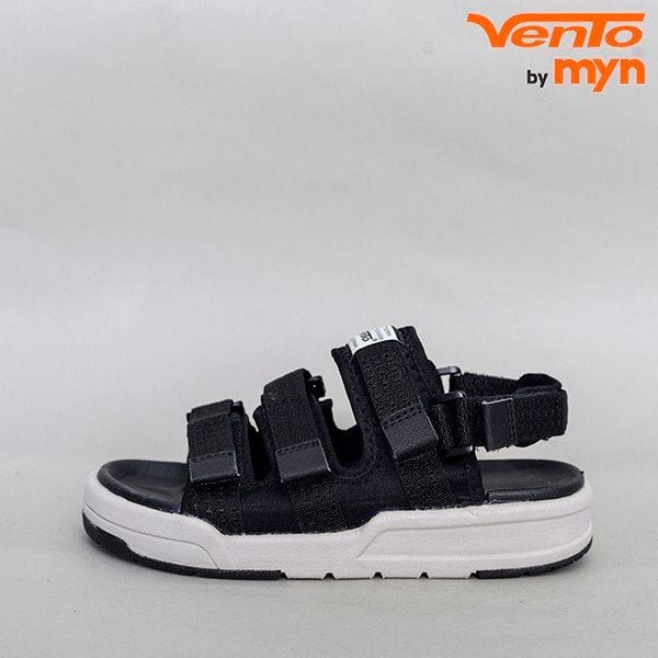 Giày sandal nữ cá tính 1001 Black Collection 3 quai màu đen