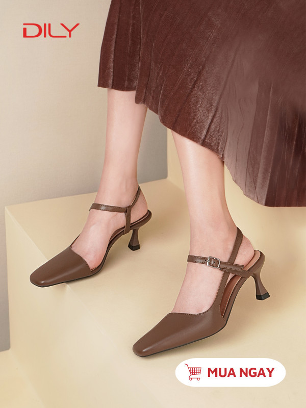 Giày sandal nữ cao gót 5cm màu nâu đa năng cho quý cô