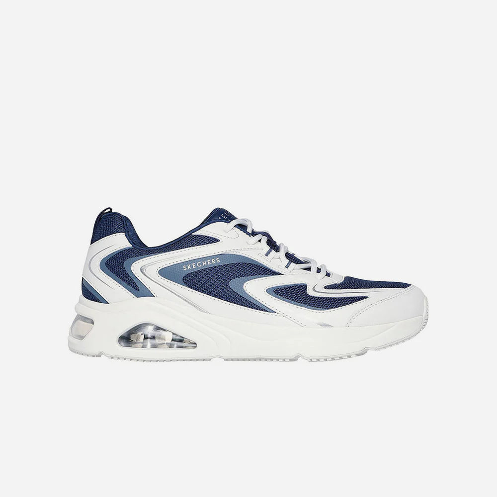 Giày sneaker nam Skechers Tres-Air Uno màu trắng xanh navy với đế khí năng động