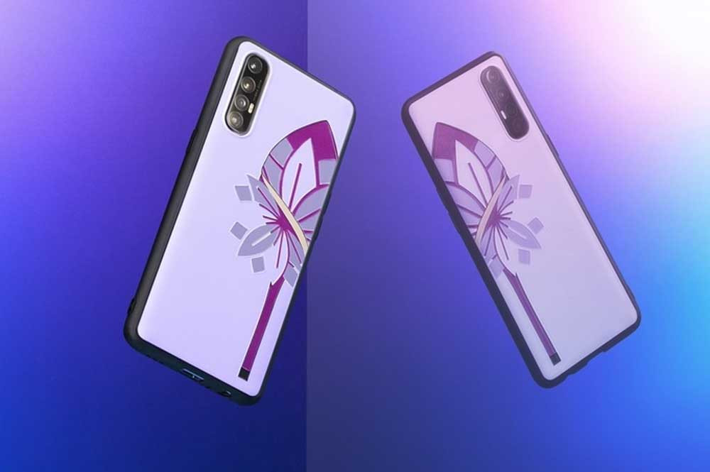 Hình ảnh các mẫu vẽ giày cao gót và hoa sen tinh tế trên ốp lưng điện thoại OPPO Reno3