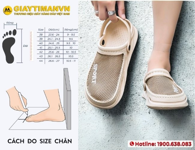 Hướng dẫn cách đo chân và chọn size dép nam phù hợp để tránh giày thừa dép thiếu.