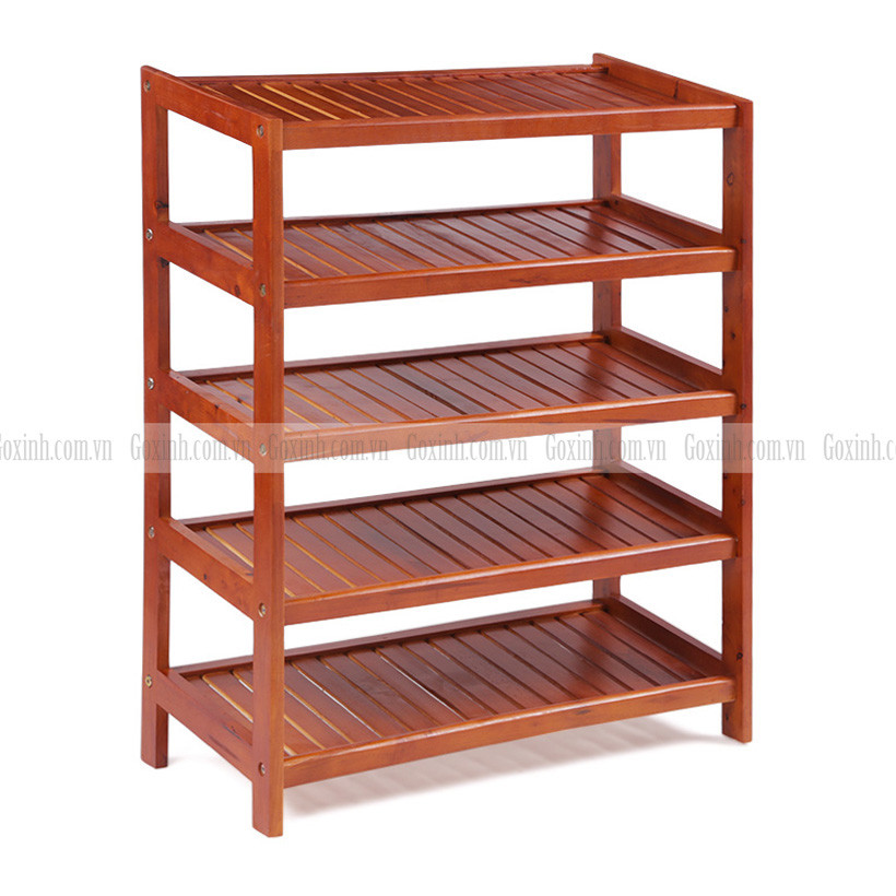 Kệ để giày dép bằng gỗ 5 tầng màu tự nhiên, thiết kế tối giản
