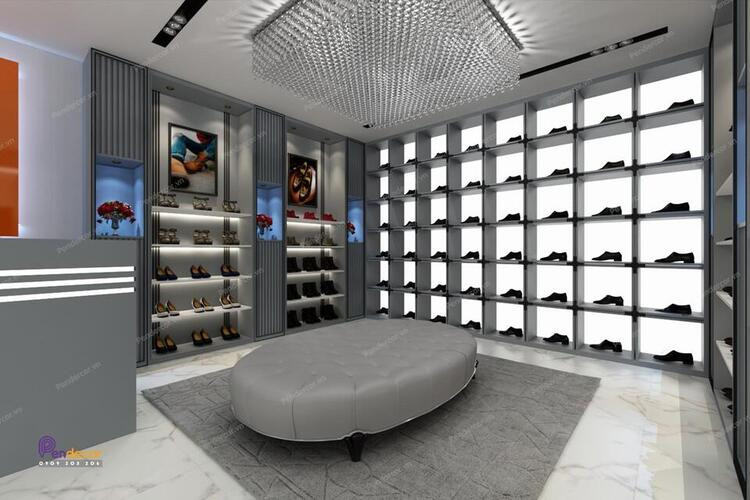 Không gian nội thất showroom giày