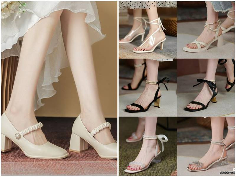 Mẫu giày sandal cao gót màu nude tinh tế, lựa chọn hoàn hảo khi áo dài mang giày gì