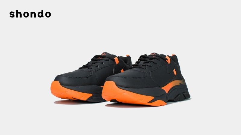 Mẫu sneaker Chunky S1 đen đế ombre đen cam của Shondo
