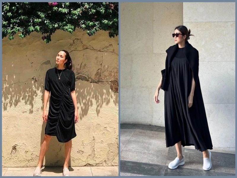 Mix đầm maxi trắng cùng giày thể thao nữ cho vẻ ngoài thanh lịch