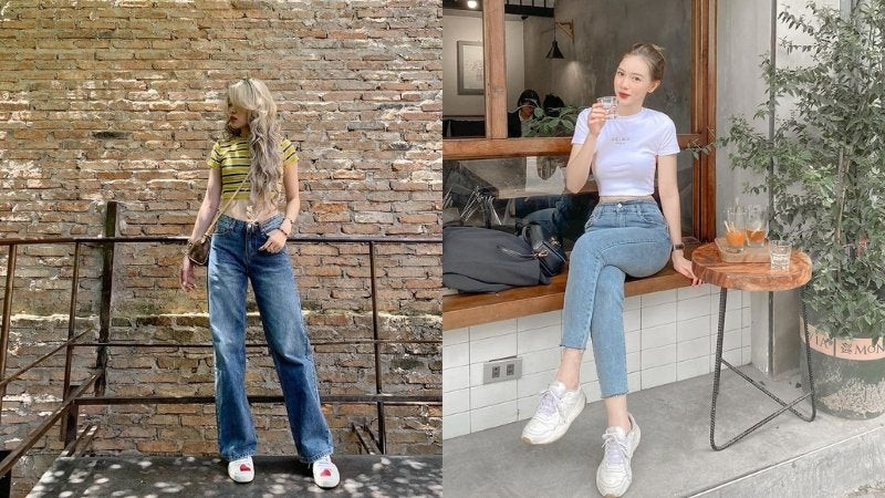 Năng động với giày thể thao trắng nữ và quần jeans