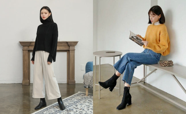 Phối boot thấp cổ và quần ống rộng jeans cho phong cách ấn tượng