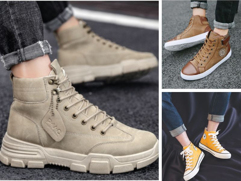 Phối đồ thời trang với giày thể thao nam High-top đen cá tính