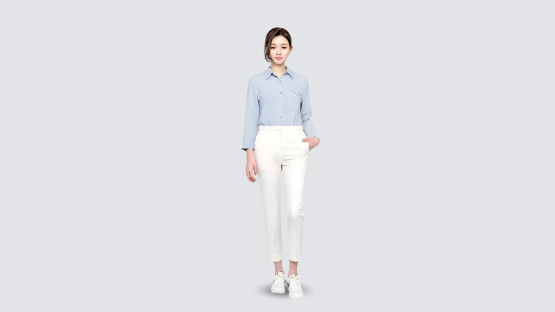 Phối giày thể thao trắng nữ với quần tây