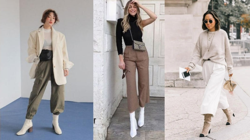 Phối quần âu nữ với boots cao gót quyến rũ