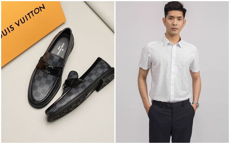 Giày lười tinh tế cho áo sơ mi đen quần tây đen