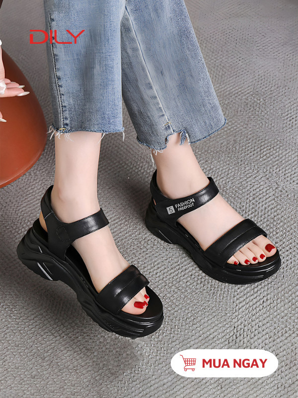 Sandal nữ AG0094 màu đen với kiểu dáng basic, chống trơn trượt