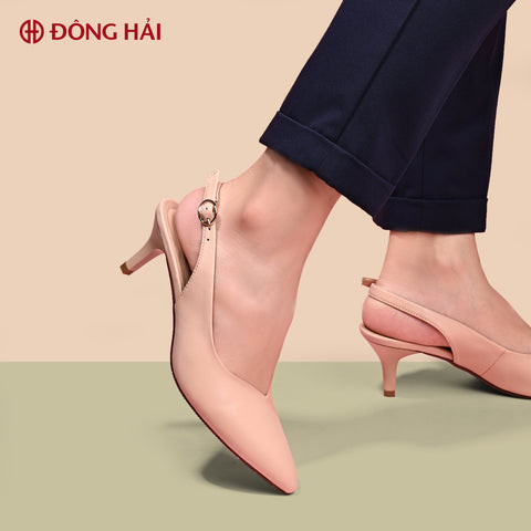 Sandals gót nhọn 5cm màu kem, tăng chiều cao hiệu quả và thanh lịch cho cách đi giày cao gót