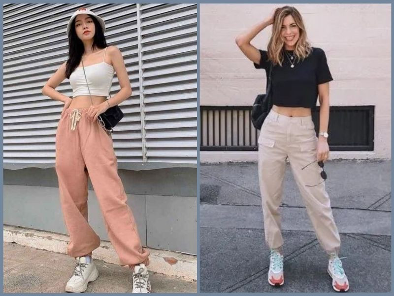 Thoải mái, cá tính khi mặc áo thun ôm với giày thể thao nữ và quần jogger