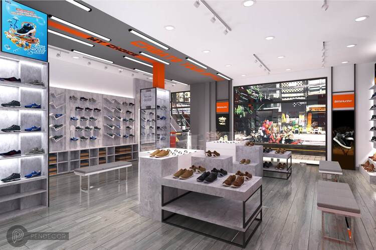 Trang trí shop giày hiện đại