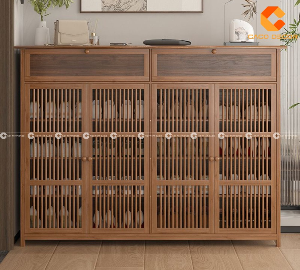 Tủ giày dép hiện đại làm từ gỗ tự nhiên sang trọng và bền đẹp