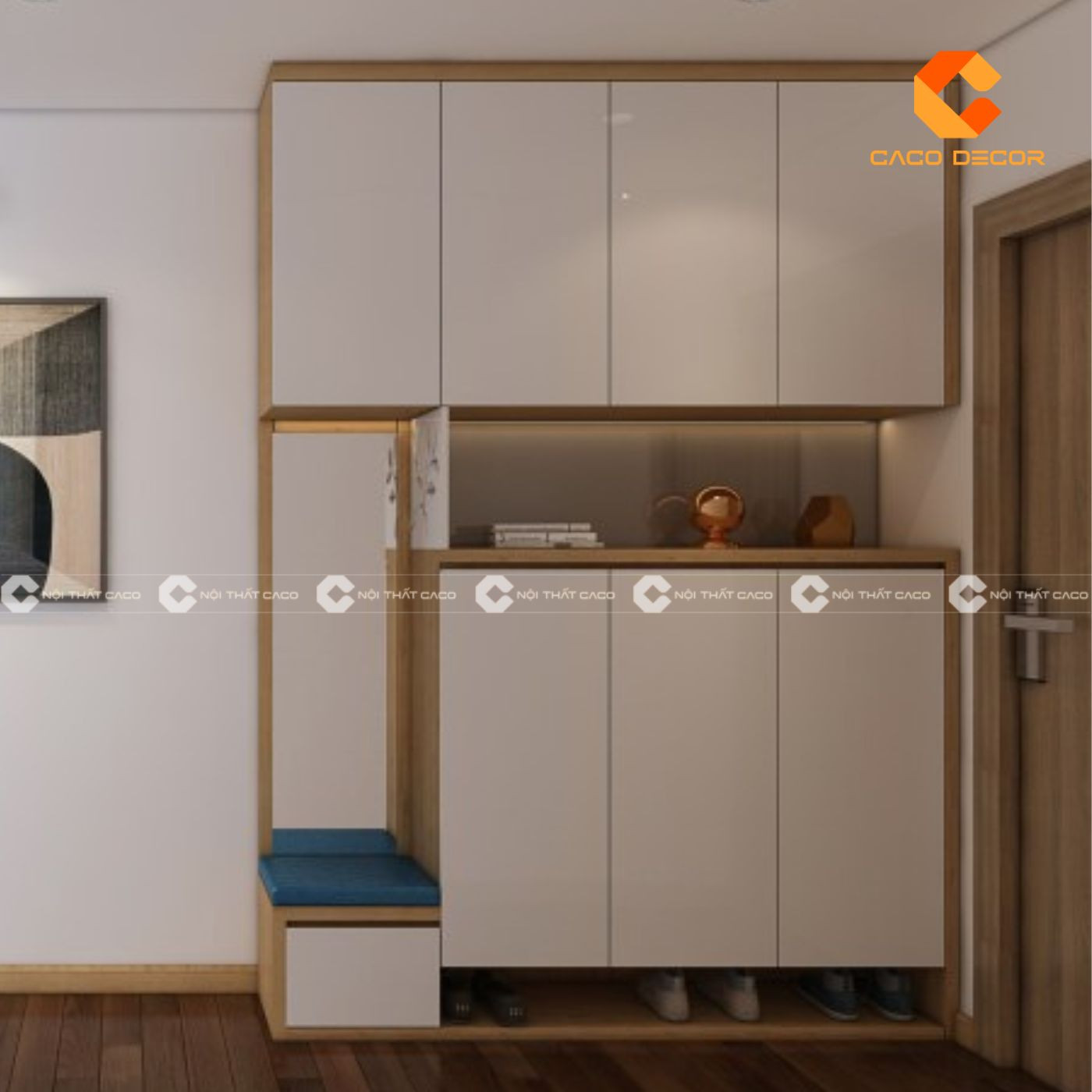 Tủ giày kịch trần đa năng với hệ thống kệ đóng