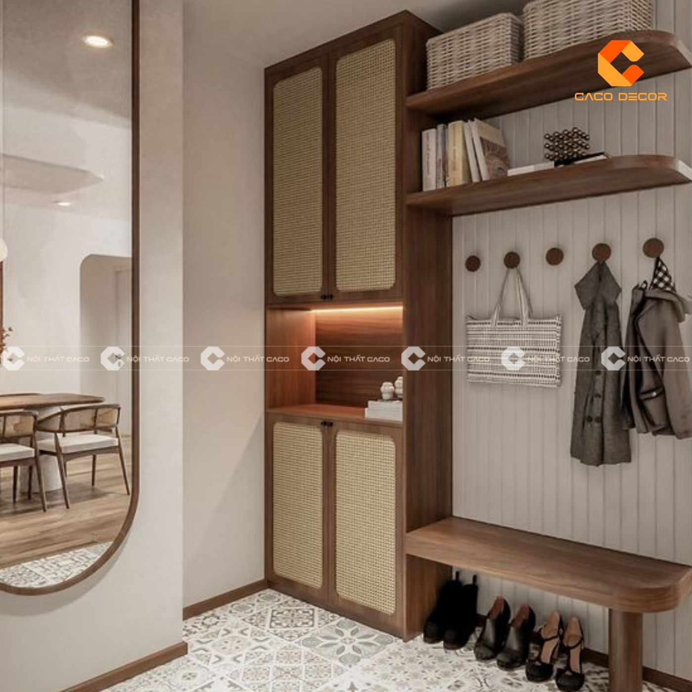 Tủ giày kịch trần màu trắng sữa đơn giản