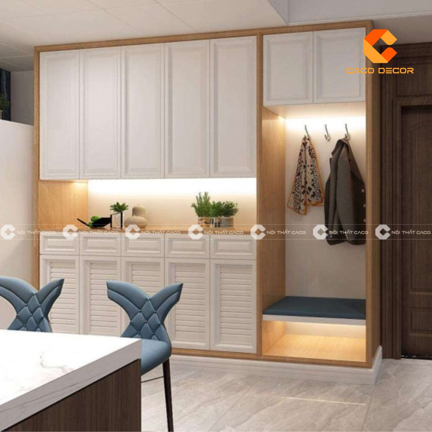 Tủ giày kịch trần phong cách hiện đại màu trắng kem