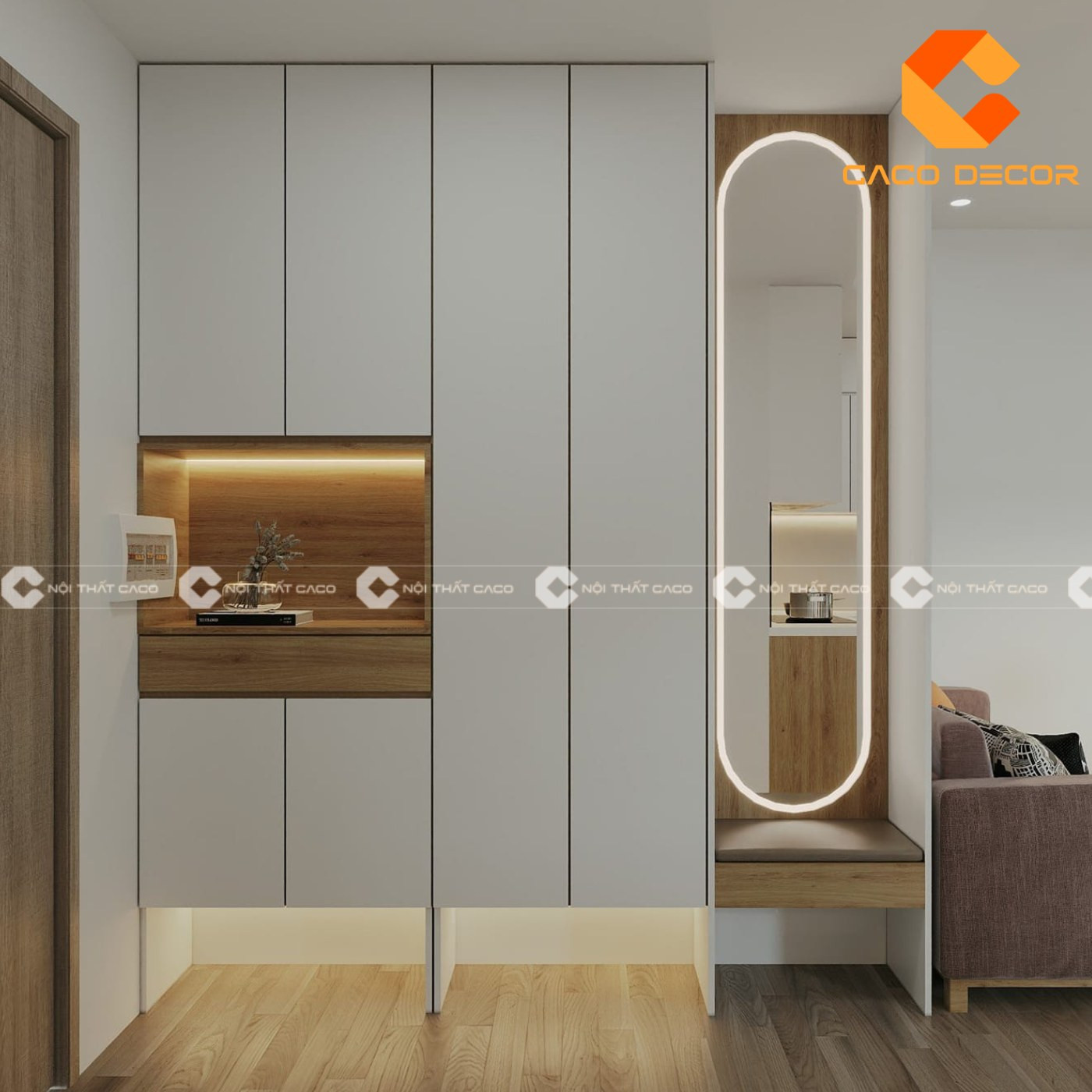 Tủ giày kịch trần thiết kế hiện đại tinh tế màu trắng