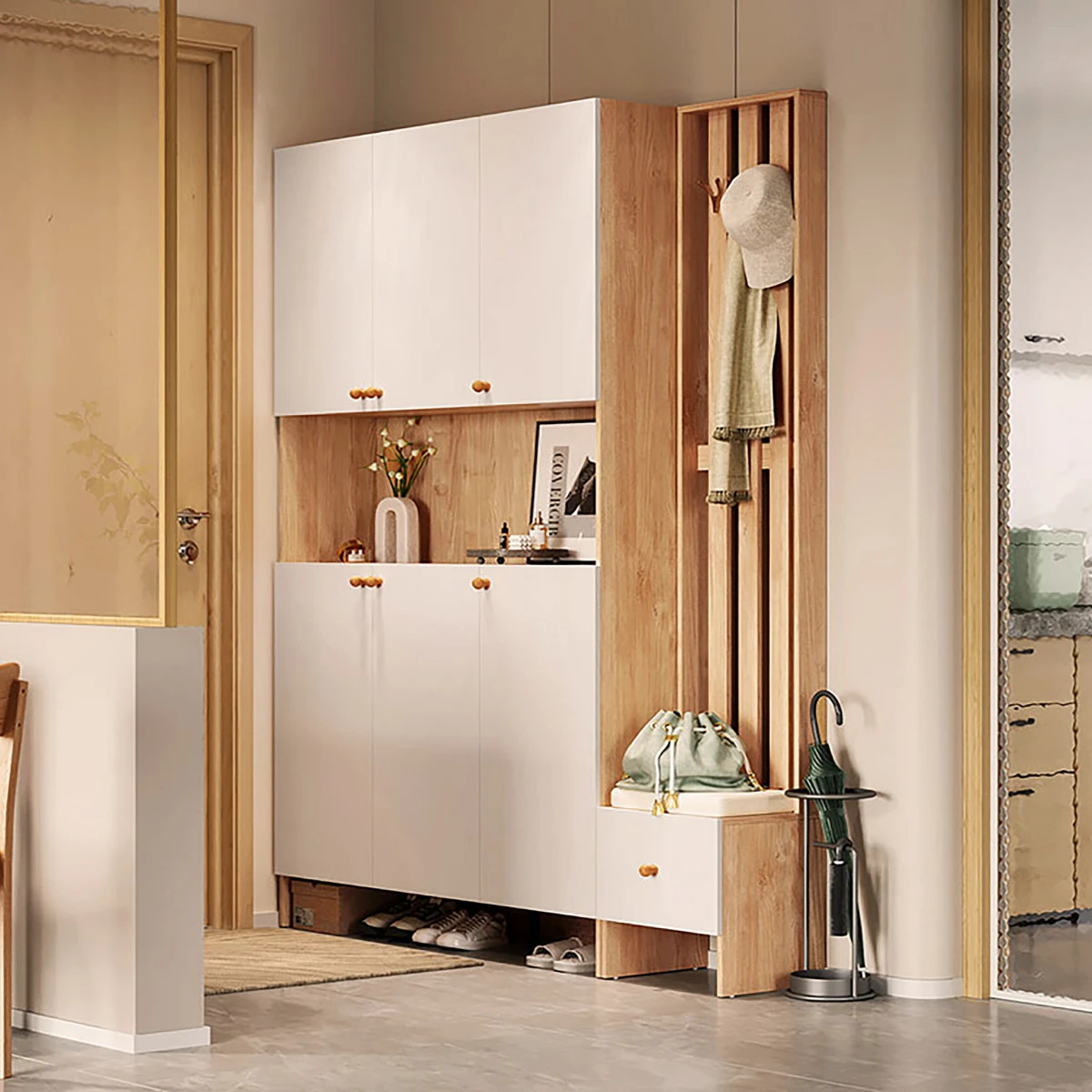 Tủ gỗ đựng giày dép gia đình hiện đại Romina