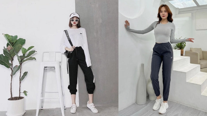 Tự tin sải bước cùng giày thể thao trắng nữ và quần jogger