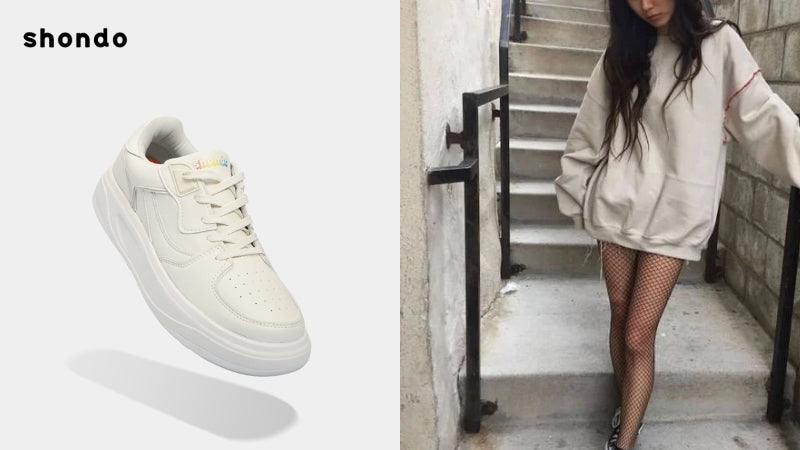 Phối quần tất đen và sneaker trắng tạo sự trẻ trung, năng động