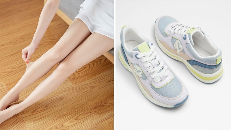 Vẻ ngoài sang trọng và quyến rũ với quần tất da chân và sneaker pastel