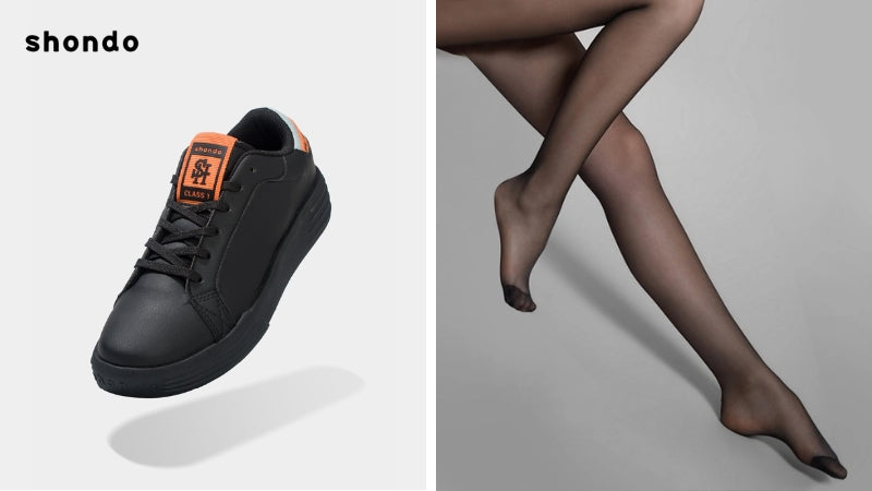 Sự nhẹ nhàng, thanh lịch khi kết hợp quần tất mỏng với sneaker tối màu
