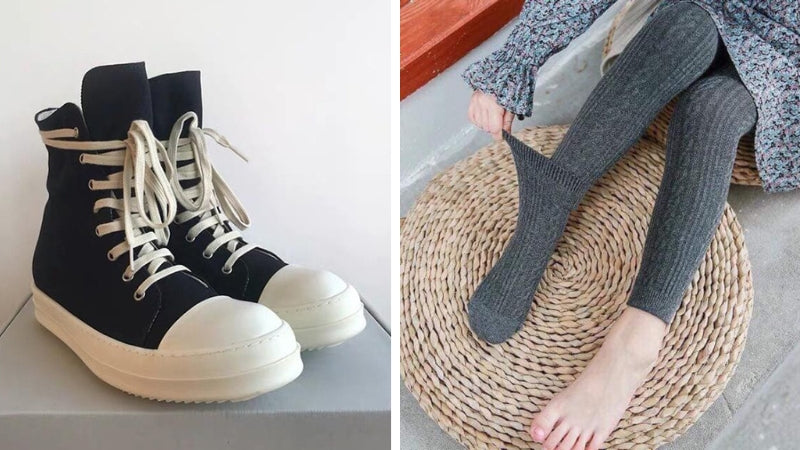 Quần tất len và sneaker cao cổ là lựa chọn hoàn hảo cho mùa đông, ấm áp và thời trang