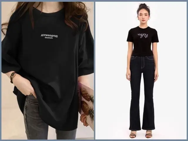 Phối quần jean đen với áo thun đen nữ Phối quần jean đen với áo thun đen nữ