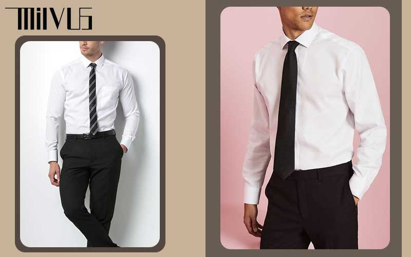 Cà vạt phối với sơ mi đen và quần tây đen tạo nên một outfit lịch lãm, sang trọng