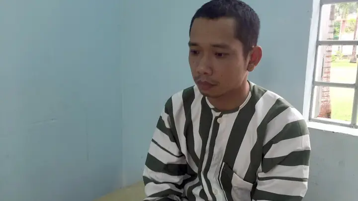 Nghi can Lê Lâm Hưng tại cơ quan công an - Ảnh: C.A. Nghi can Lê Lâm Hưng tại cơ quan công an - Ảnh: C.A.