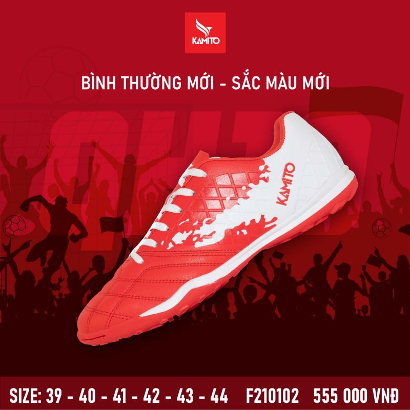 Giày đá bóng Kamito QH19 đế TF sân cỏ nhân tạo đỏ nhiệt huyết