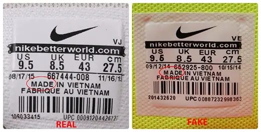 1. Phân biệt giày Nike chính hãng, thật giả qua TEM 1. Phân biệt giày Nike chính hãng, thật giả qua TEM